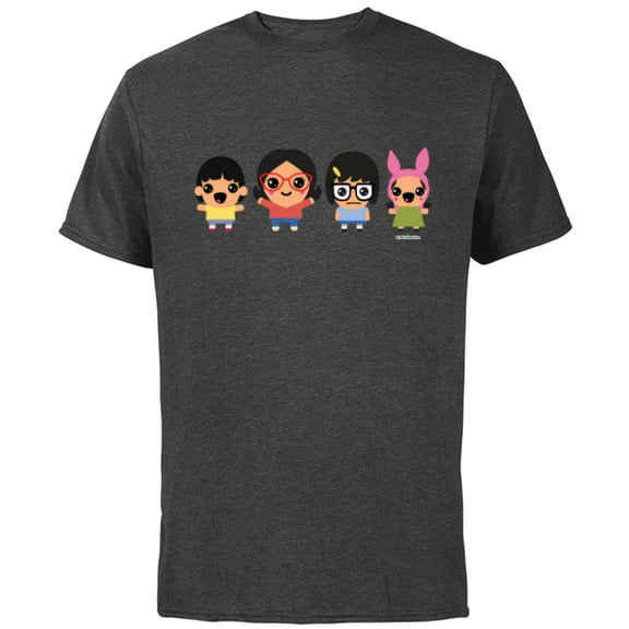 Bob’s Burgers Chibi Kawaii Linda Gene Tina and Louise - Short Sleeve Cotton T-Shirt for Adults - Customized-Charcoal