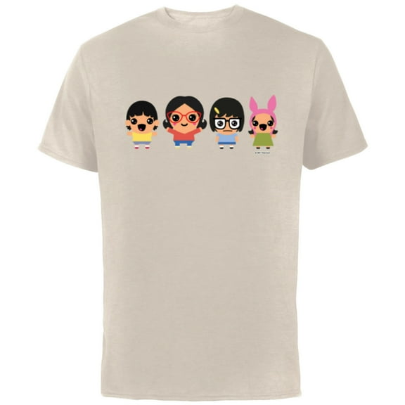 Bob’s Burgers Chibi Kawaii Linda Gene Tina and Louise - Short Sleeve Cotton T-Shirt for Adults - Customized-Natural