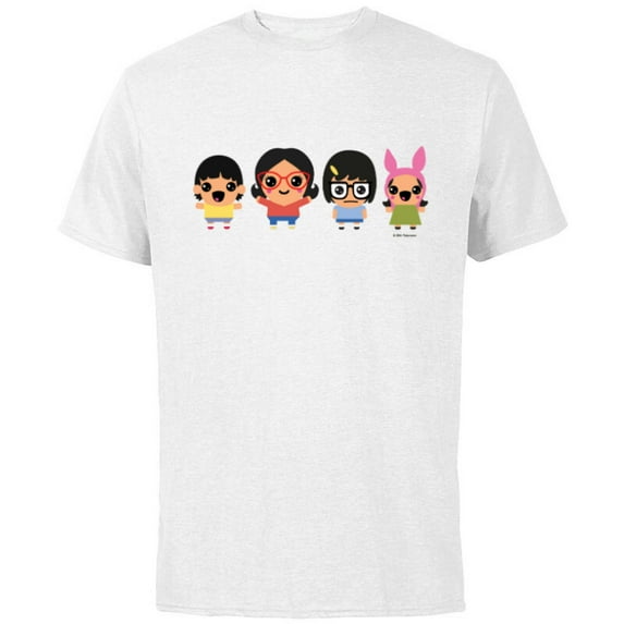 Bob’s Burgers Chibi Kawaii Linda Gene Tina and Louise - Short Sleeve Cotton T-Shirt for Adults - Customized-White