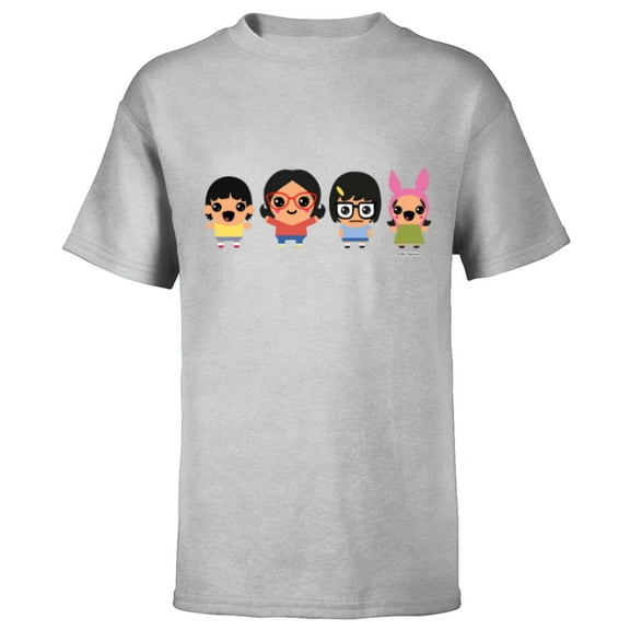 Bob’s Burgers Chibi Kawaii Linda Gene Tina and Louise - Short Sleeve T-Shirt for Kids - Customized-Athletic Heather