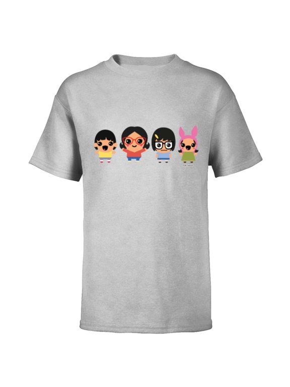Bob’s Burgers Chibi Kawaii Linda Gene Tina and Louise - Short Sleeve T-Shirt for Kids - Customized-Athletic Heather