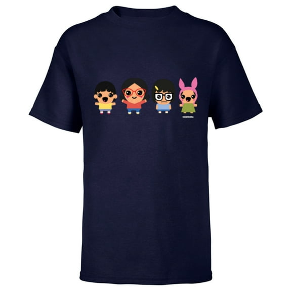 Bob’s Burgers Chibi Kawaii Linda Gene Tina and Louise - Short Sleeve T-Shirt for Kids - Customized-Navy