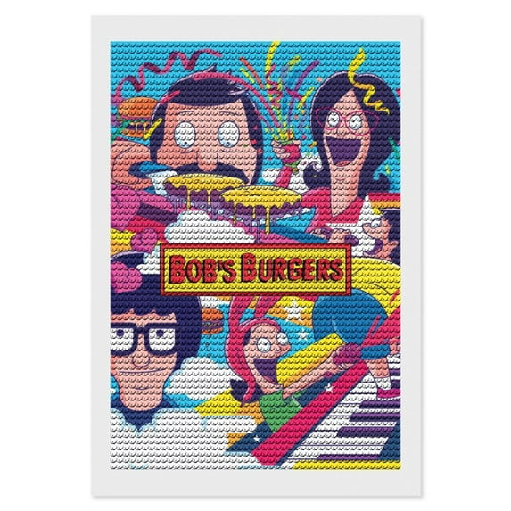 Bob's Burgers Diamond Art Kits for Adults 5D Diamond Art Kit Paint by Number for Beginners, DIY Paint with Round Full Drill Diamonds Paintings Gem Art for Home Wall Decor Gift 8x12