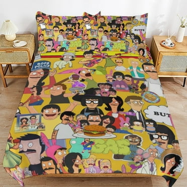 Bob's Burgers Duvet Cover Set, 3 Piece Bedding Set 86"x70" Double Sided Printing Decorative Comforter Cover Set (1 Duvet Cover + 2 Pillow Shams)