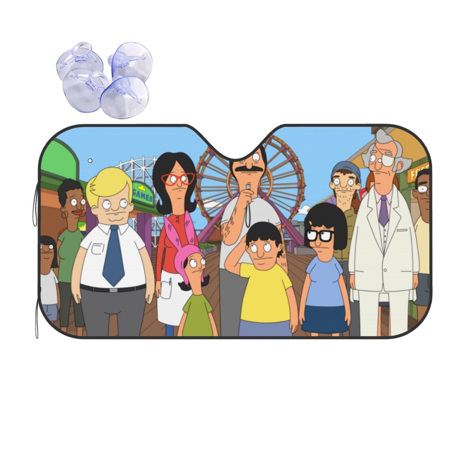 Bob's Burgers Family Cartoon Fashion Car Sunshade UV Rays Sun Visor Protector Foldable Protect