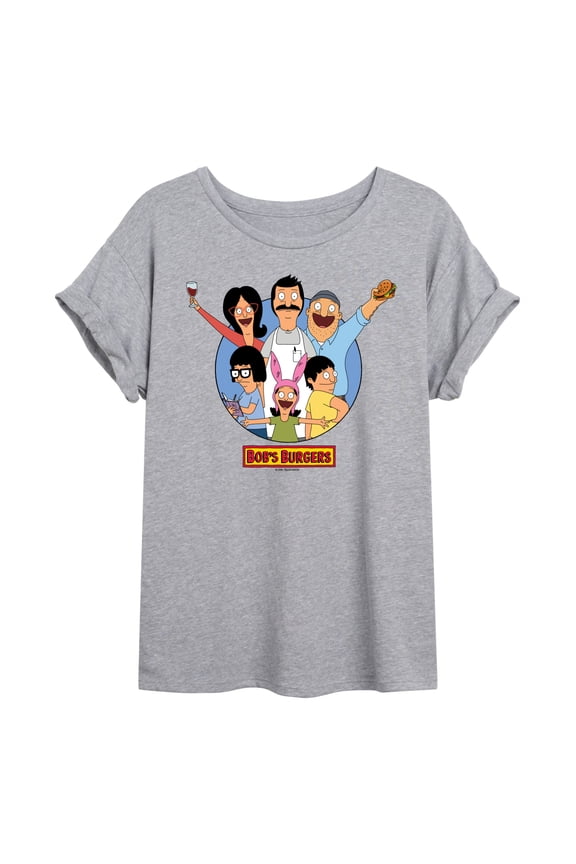 - Family Collage - Juniors Oversized Graphic T-Shirt