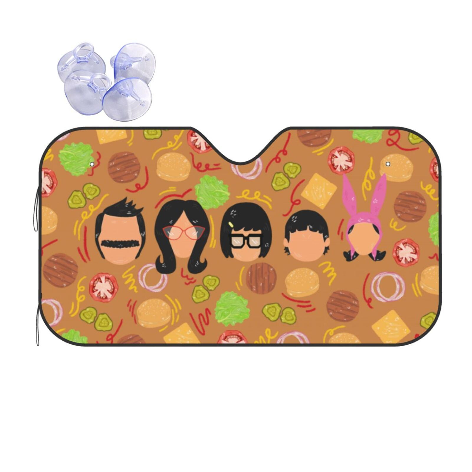 Bob's Burgers Fashion Car Sunshade UV Rays Sun Visor Protector Foldable Protect Car From Sun