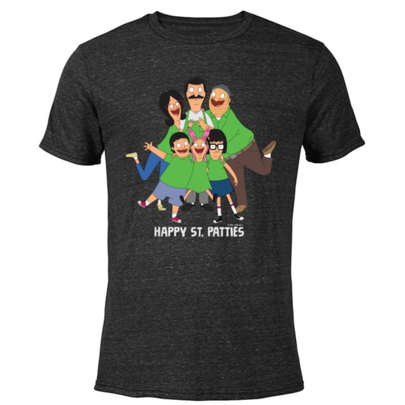 Bob’s Burgers Happy St. Patties St. Patrick’s Day - Short Sleeve Blended T-Shirt for Adults - Customized-Black