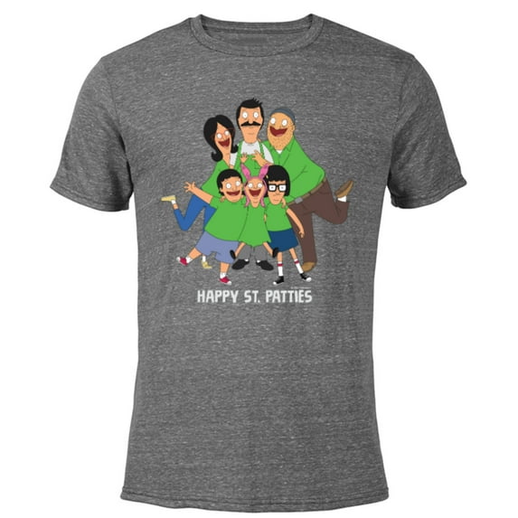Bob’s Burgers Happy St. Patties St. Patrick’s Day - Short Sleeve Blended T-Shirt for Adults - Customized-Dark Heather