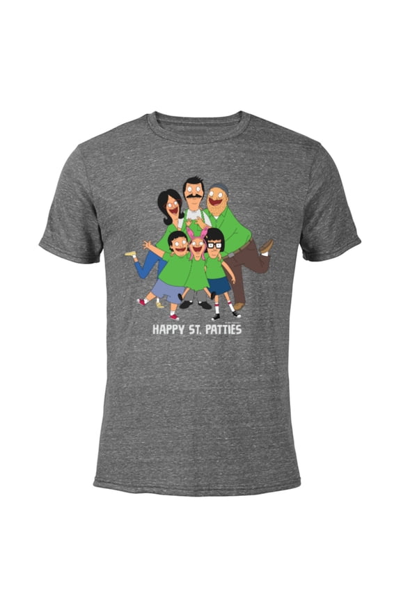 Bob’s Burgers Happy St. Patties St. Patrick’s Day - Short Sleeve Blended T-Shirt for Adults - Customized-Dark Heather