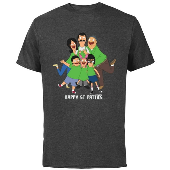 Bob’s Burgers Happy St. Patties St. Patrick’s Day - Short Sleeve Cotton T-Shirt for Adults - Customized-Charcoal