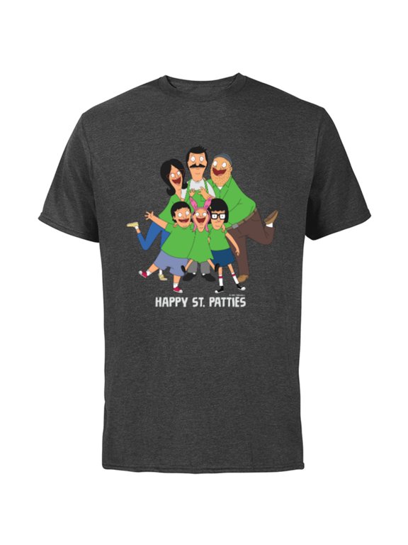 Bob’s Burgers Happy St. Patties St. Patrick’s Day - Short Sleeve Cotton T-Shirt for Adults - Customized-Charcoal