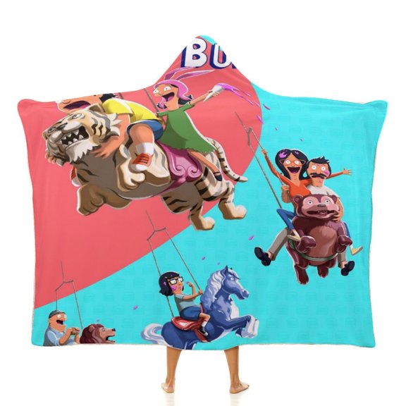 Bob's Burgers Hooded Blanket Soft Fleece Flannel Throw Wearable Blanket All Season for Bed Decorative 40"×50"