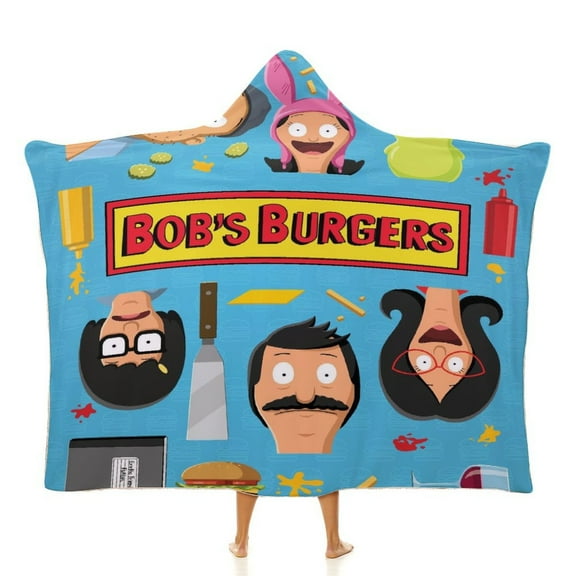 Bob's Burgers Hooded Blanket Soft Fleece Flannel Throw Wearable Blanket All Season for Bed Decorative 40"×50"