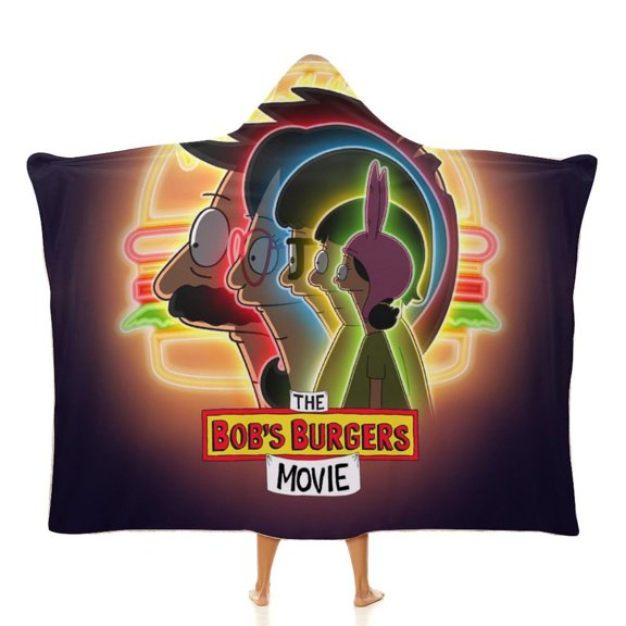 Bob's Burgers Hooded Blanket Soft Fleece Flannel Throw Wearable Blanket All Season for Bed Decorative 50"×60"