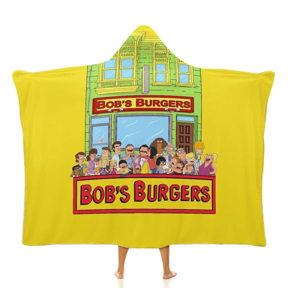Bob's Burgers Hooded Blanket Soft Fleece Flannel Throw Wearable Blanket All Season for Bed Decorative 60"×80"