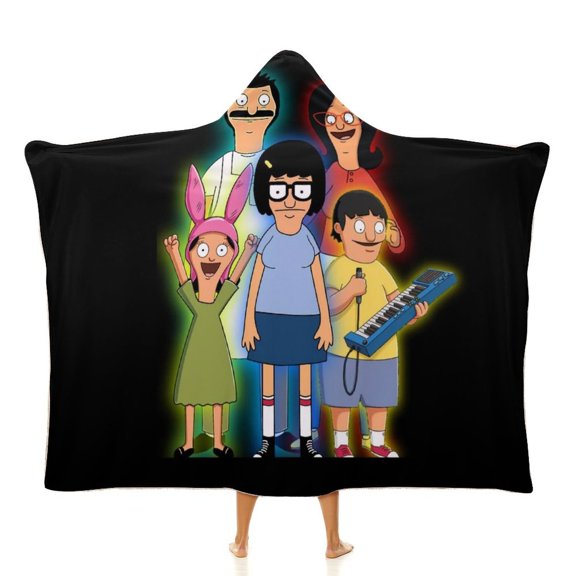 Bob's Burgers Hooded Blanket Soft Fleece Flannel Throw Wearable Blanket All Season for Bed Decorative 60"×80"