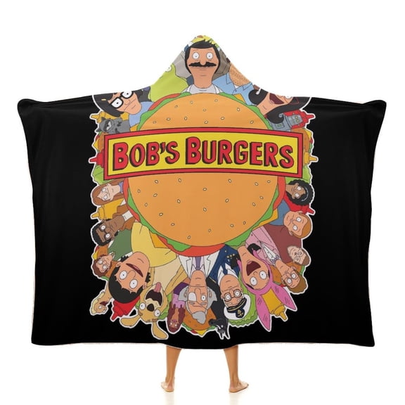 Bob's Burgers Hooded Blanket Soft Fleece Flannel Throw Wearable Blanket All Season for Bed Decorative 60"×80"