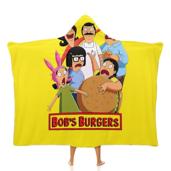 Bob's Burgers Hooded Blanket Soft Fleece Flannel Throw Wearable Blanket All Season for Bed Decorative 60"×80"