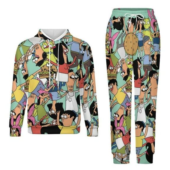 Bob's Burgers Interesting Adult Hoodies And Sweatpants Set Sweatshirts Jogger Pants 2 Pcs Hooded Hoody Tracksuits Set Suit Winter Daily Unisex Sweatsuit