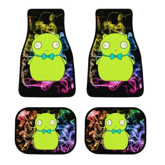 Bob's Burgers Kuchi Kopi Car Floor Mats 4PC Set Anti Skid Vehicle Floor Mat Car Carpet for Front Rear Seats Universal Auto Interior Accessories