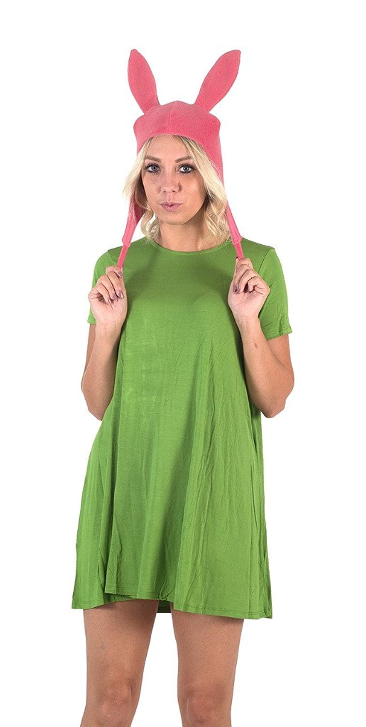 Bob's Burgers Louise Hat with Green Dress Costume Set (Small) 