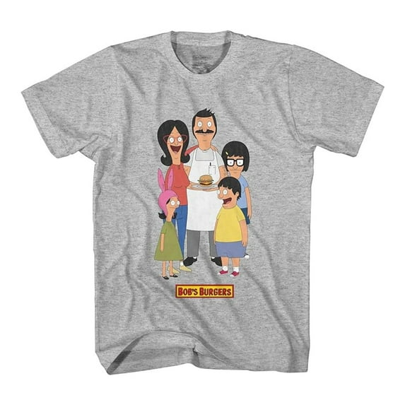 Bob's Burgers Men's T-shirt, Classic Graphic Print Cartoon Bob’s Shirt Heather Grey - L