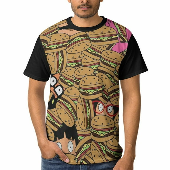 Bob's Burgers Mens T-Shirt Short-Sleeved Shirts Round Neck Summer Tees Blouse for Outdoor S