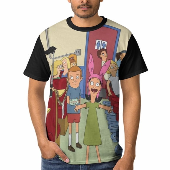Bob's Burgers Mens T-Shirt Short-Sleeved Shirts Round Neck Summer Tees Blouse for Outdoor S