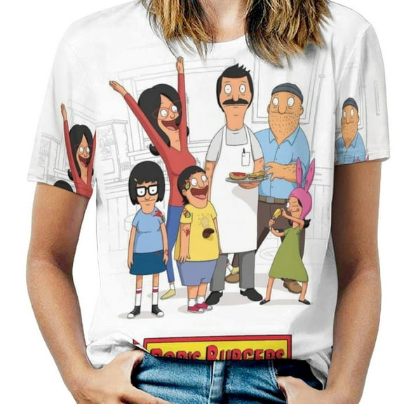 Bob's Burgers Women's Casual T-shirts Crew Neck Short Sleeve Tee Shirts Trendy Tops for Outdoor Summer S