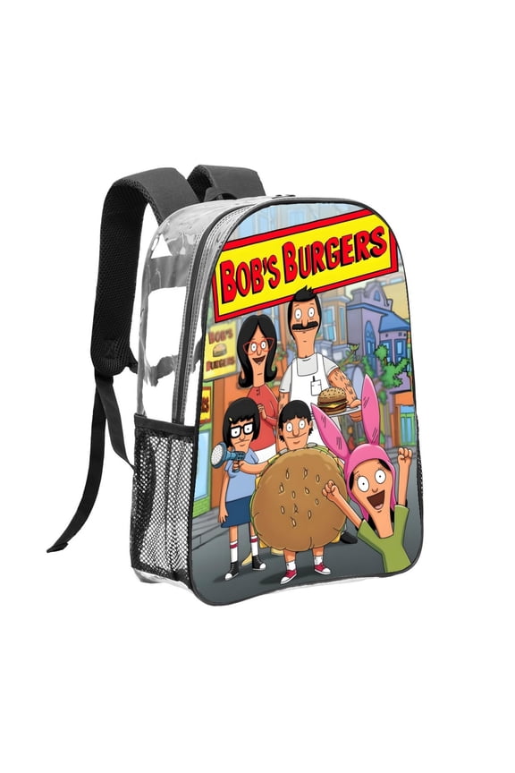 Bob's Burgers-theme Clear Backpack Heavy Duty Transparent Bag See Through Bookbag for Work, Sport, College, Travel12.2X16.9"(31X43cm)