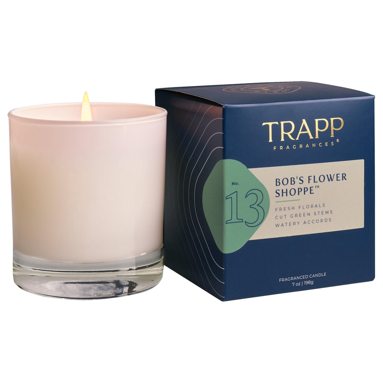 Bob's Flower Shoppe White Candle 7 oz, Floral Scent with Fresh Flowers, Green Stems, Watery Accords, Clean Burn Petrolatum Wax