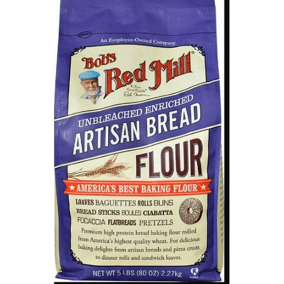 Bob's Red Mill Artisan Bread Flour Unbleached Enriched 5 lbs Pack of 4