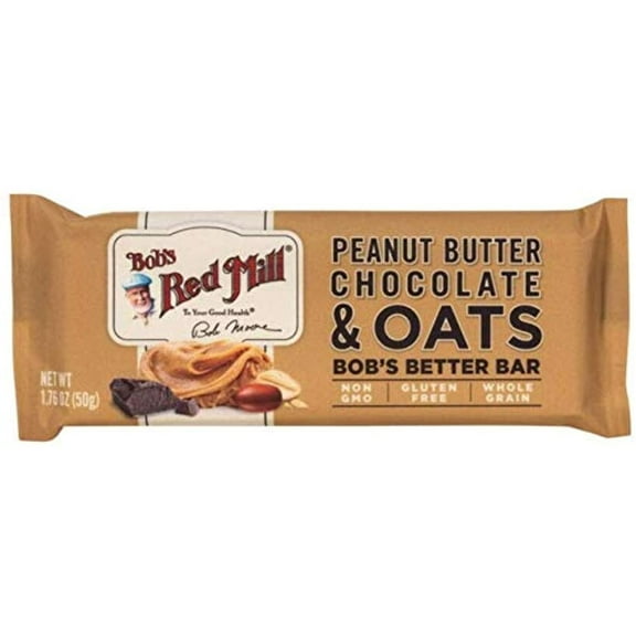 Bob s Red Mill Bar Peanut Butter Whole Grain Chocolate & Oats, 1.76oz (48 Pack)