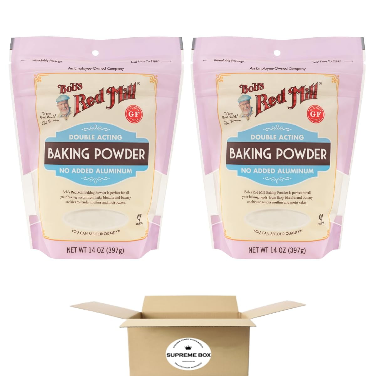 Bob's Red Mill, Double Acting Baking Powder, Gluten Free, No Added Aluminum, 14 Oz - Pack of 2 (28 oz in total) RED11