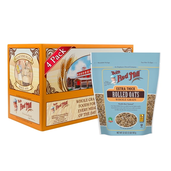 Bob's Red Mill Extra Thick Rolled Oats, 32-ounce (Pack of 4)