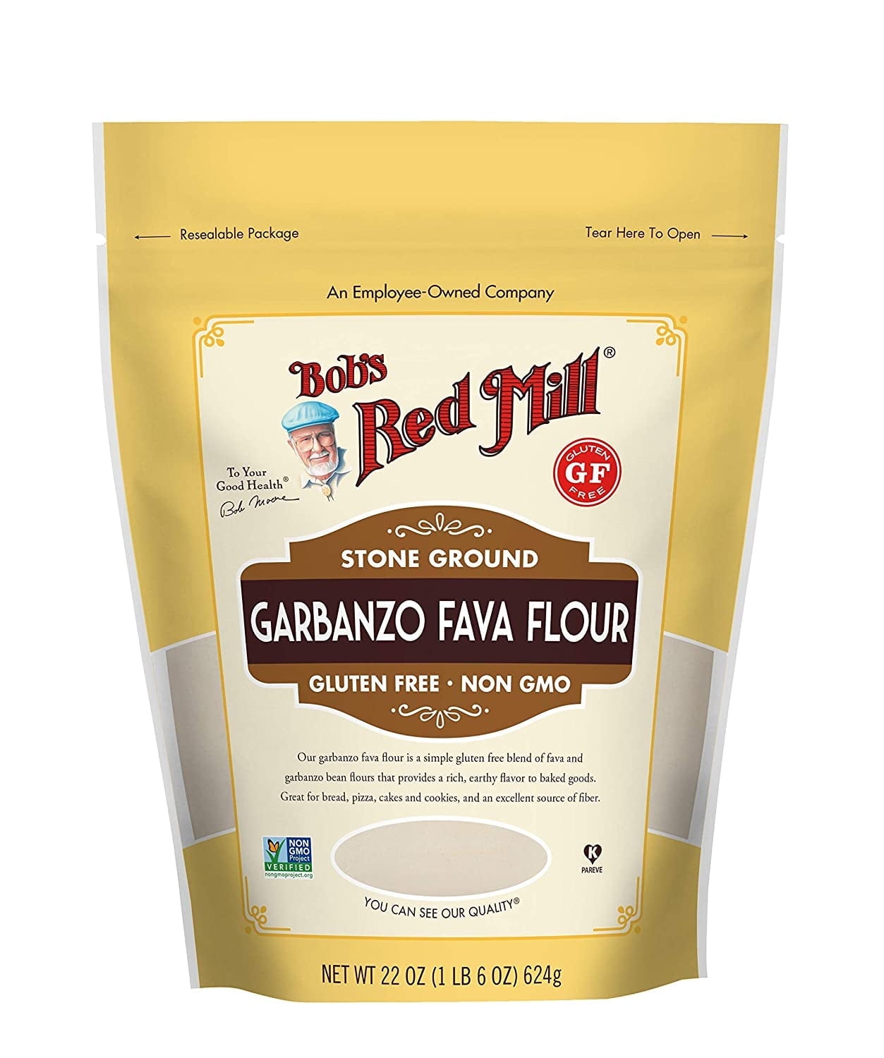 Bob's Red Mill Garbanzo Fava Flour Gluten Free 22 oz Resealable Pouch Pack of 3
