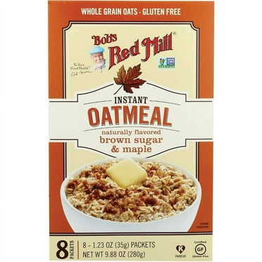 Bob's Red Mill, Gluten Free, Brown Sugar and Maple Flavored, Instant Oatmeal, 9.88 oz Carton Box, 8 Count