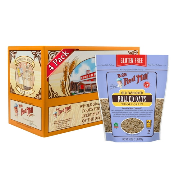 Bob's Red Mill Gluten Free Old Fashioned Rolled Oats, 32 Ounce (Pack of 4)