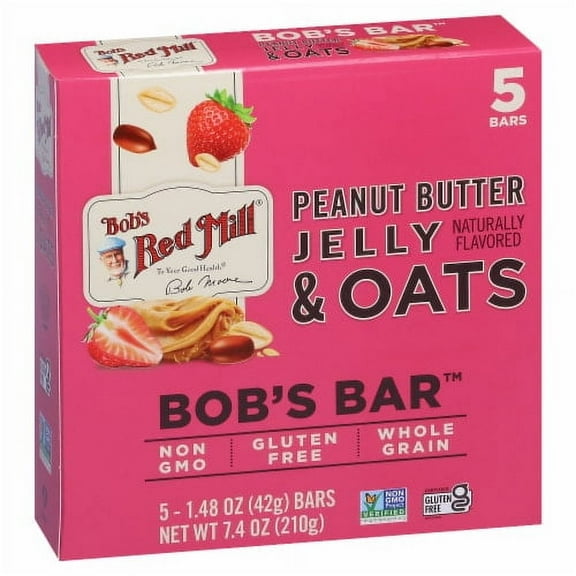 Bob's Red Mill Gluten Free Peanut Butter Jelly & Oats Bob's Bar 5 Ct