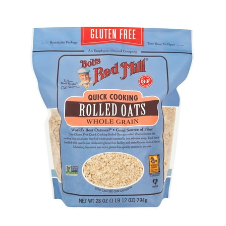 Bob's Red Mill Whole Grain Gluten Free Quick Cooking Rolled Oats - 28 oz Shelf-Stable Bag