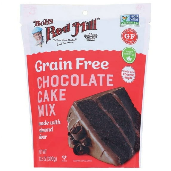 Bob's Red Mill Grain Free Chocolate Cake Mix, Made with Almond Flour, 10.5 oz (300 g)