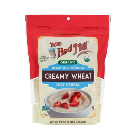 Bob's Red Mill Non-GMO Organic Creamy Wheat Hot Cereal, 24 oz Shelf-Stable Bag