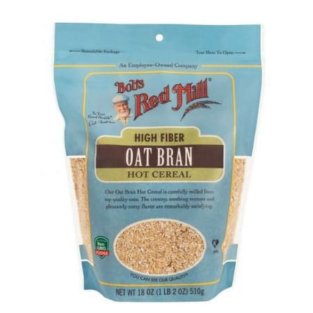 Pack of 4, Bobs Red Mill High Fiber Oat Bran Hot Cereal, 18 oz