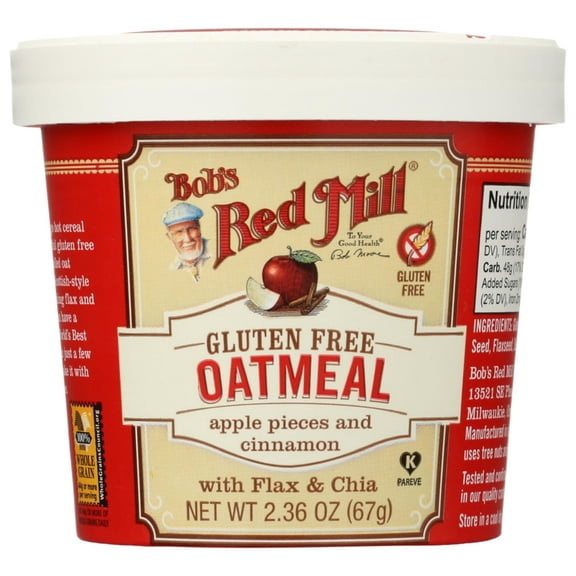 Bob's Red Mill Oatmeal Cup Apple Pieces and Cinnamon 2.36 oz Pack of 3