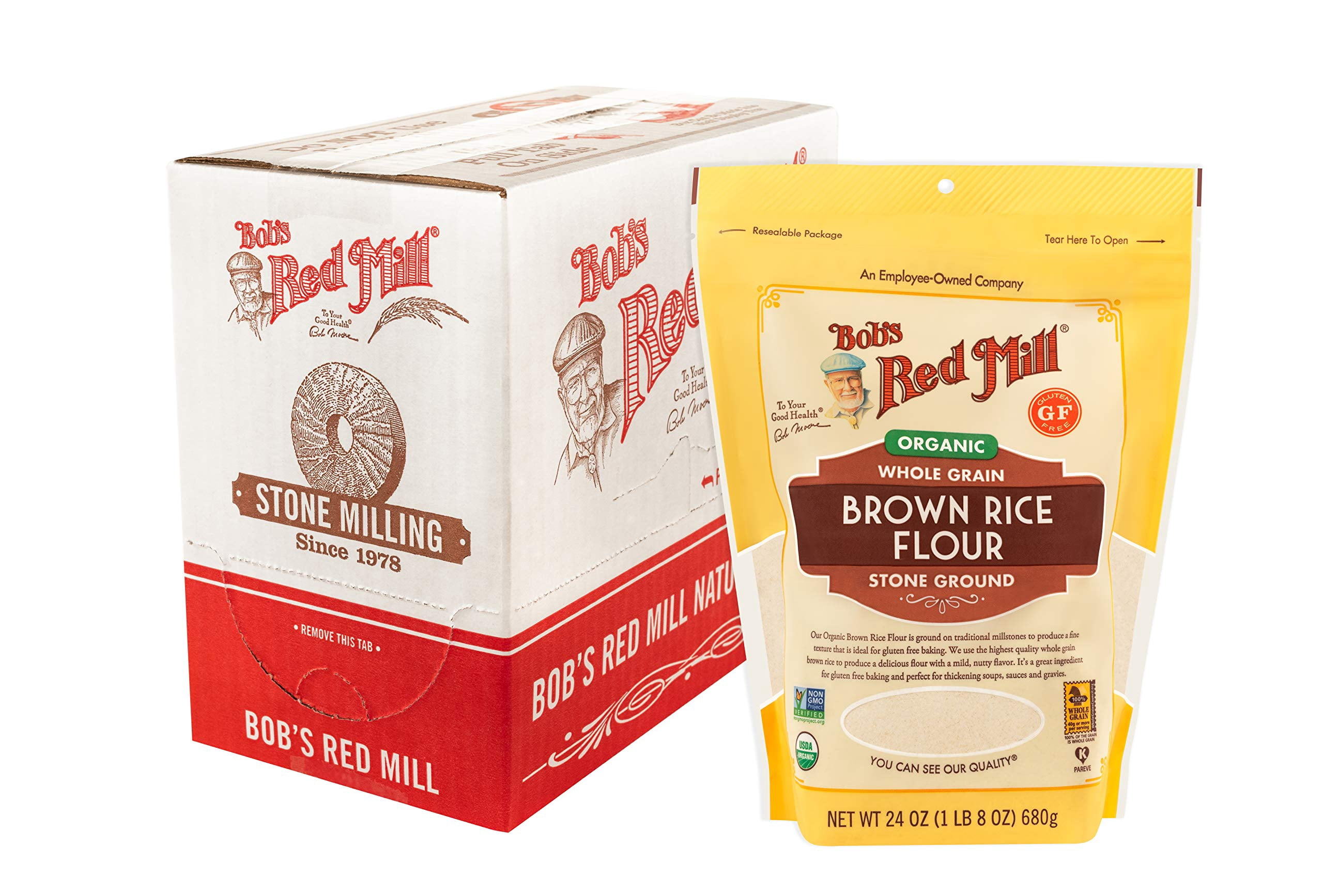 Bob Max Rice Bob's Red Mill Organic BDF32 Brown Rice Flour, 24oz (Pack of 4) - Non ...