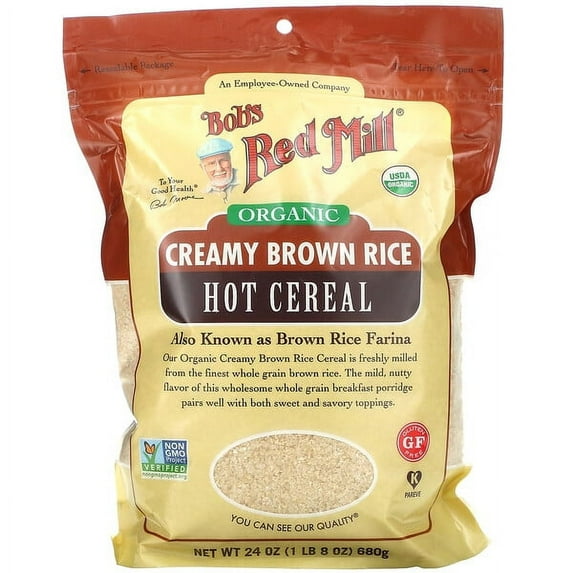 Bob's Red Mill, Organic Creamy Brown Rice, Hot Cereal, 24 oz Pack of 4