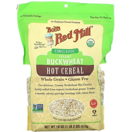 Bob's Red Mill, Organic Creamy Buckwheat Hot Cereal, Whole Grain, 18 oz Pack of 4