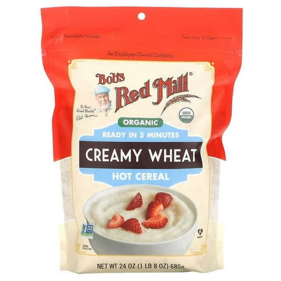 Bob's Red Mill, Organic Creamy Wheat Hot Cereal, 24 oz Pack of 4