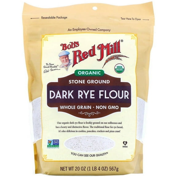 Bob's Red Mill, Organic Dark Rye Flour, Whole Grain, 20 oz